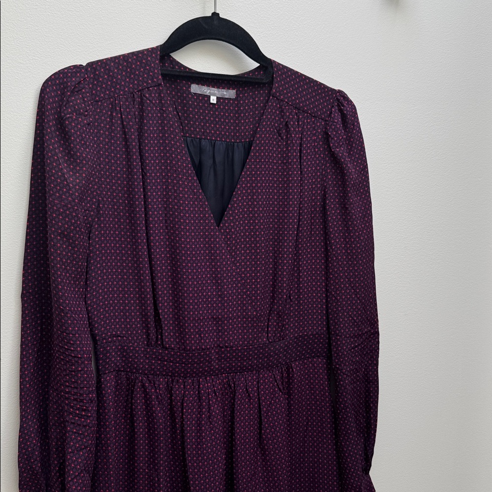 Tegan Purple and Red Polka Dot Long-Sleeve Dress